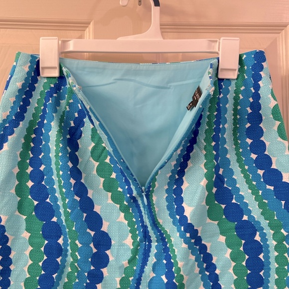 Talbots Skirt Petites Geometric Swirling Circles Blues Green, White WM SZ 6P - Picture 6 of 11